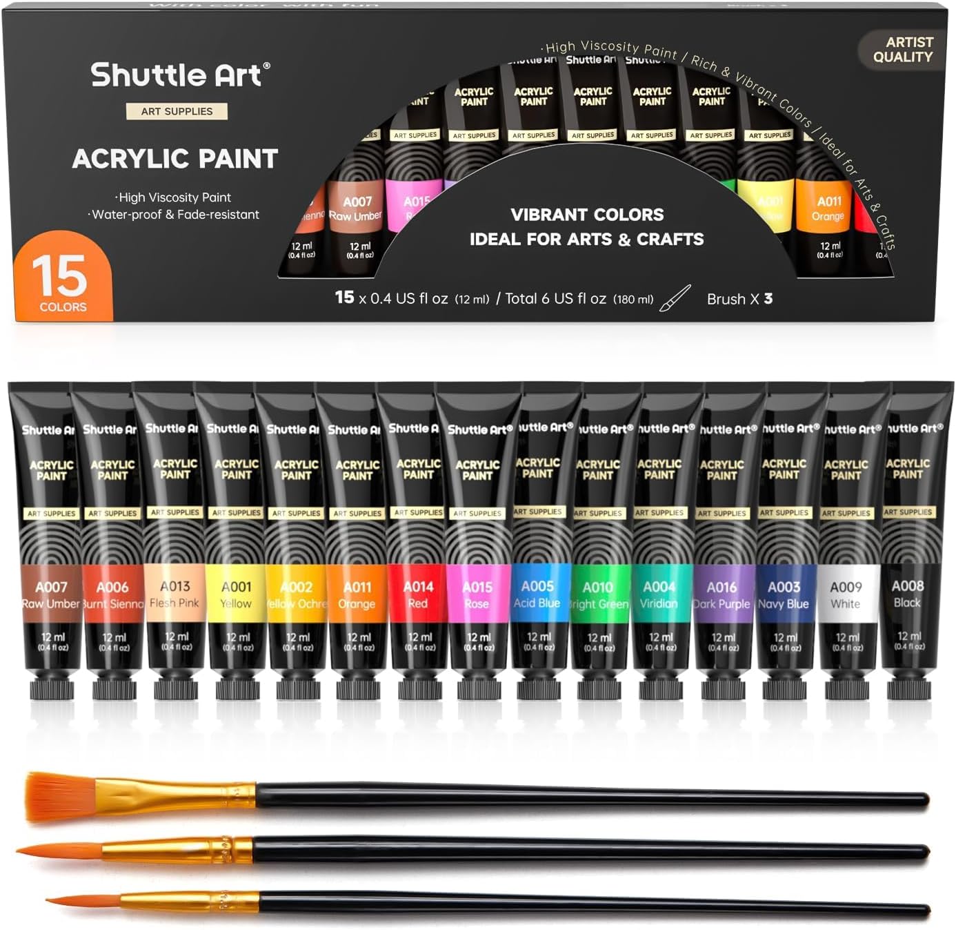 Shuttle Art Acrylic Paint Set, 15 x 12ml