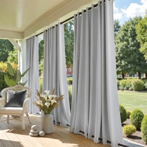 NICETOWN Greyish White Privacy Outdoor Curtain for Patio,