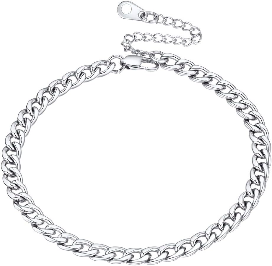 U7 Ankle Bracelets for Women, Stainless Steel 18K