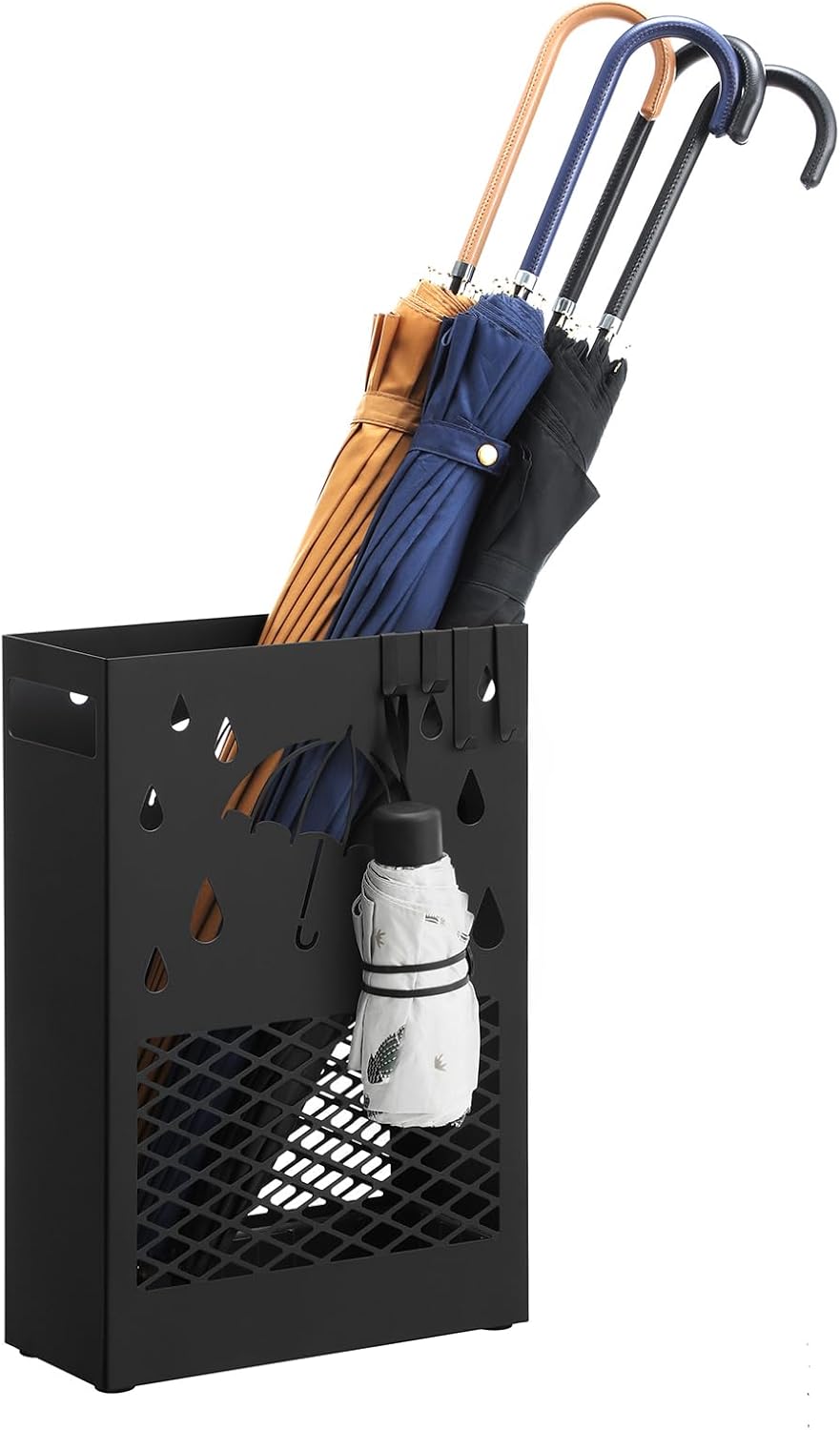 SONGMICS Metal Umbrella Stand, Rectangular Umbrella Holder Rack,