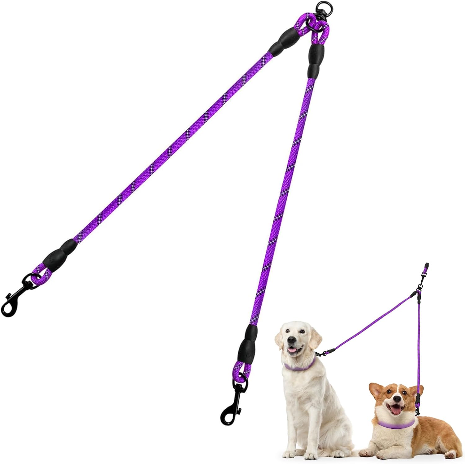 Taglory Double Dog Leash Coupler for Two Dogs,