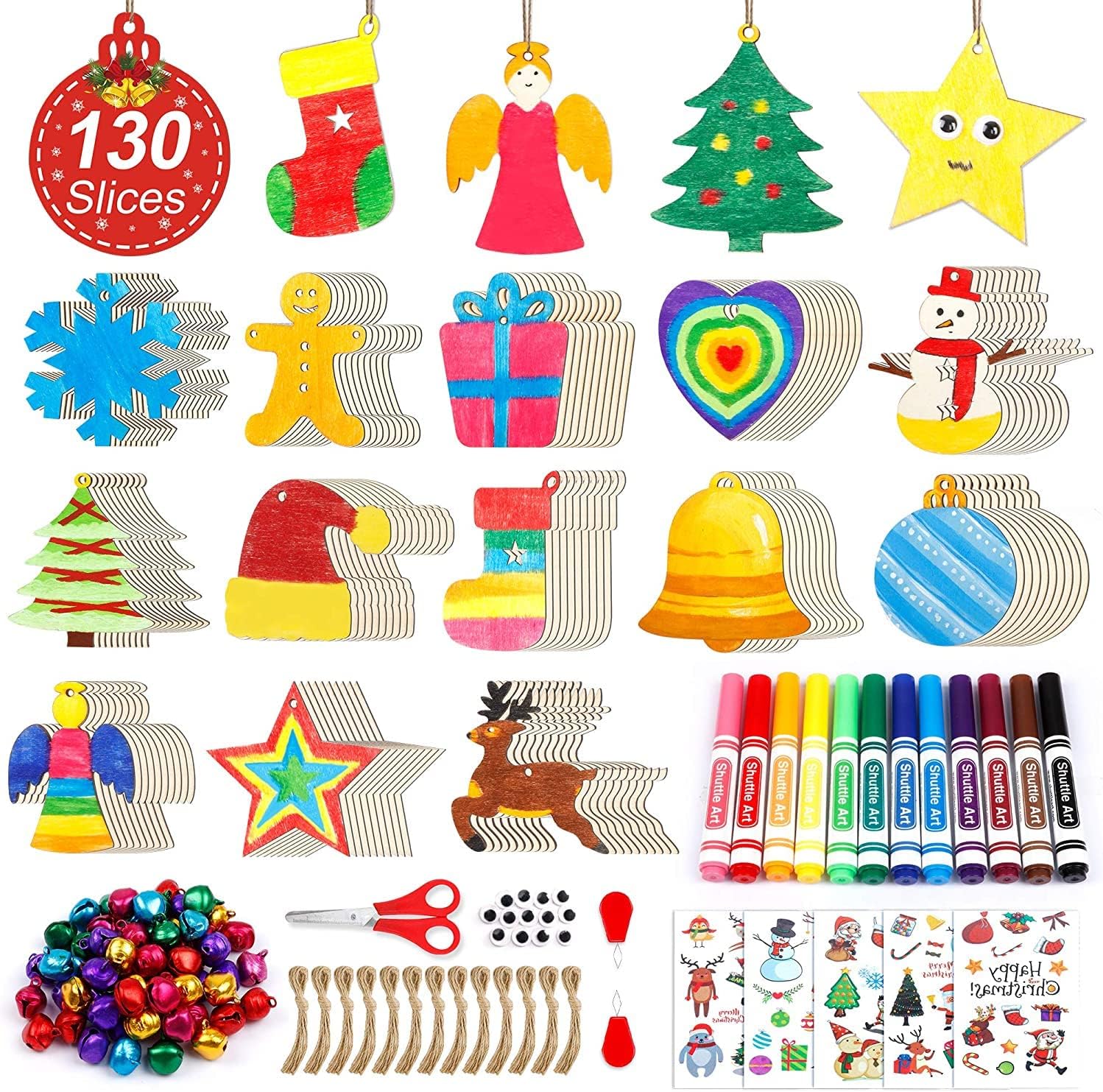 Shuttle Art 360 PCS Wooden Christmas Ornament Kit,