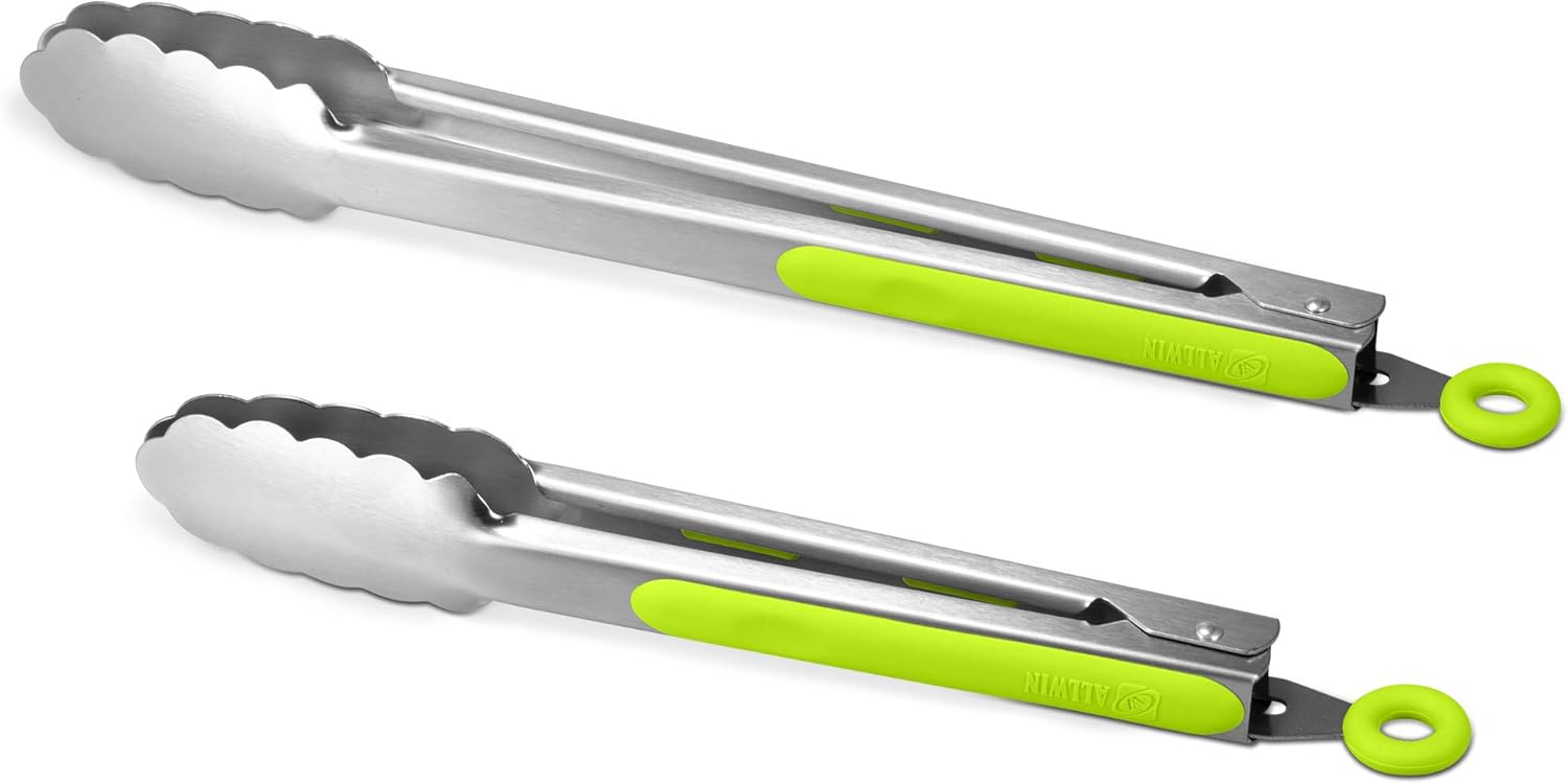 Premium 304 Stainless Steel Tongs Set, 12" Grill
