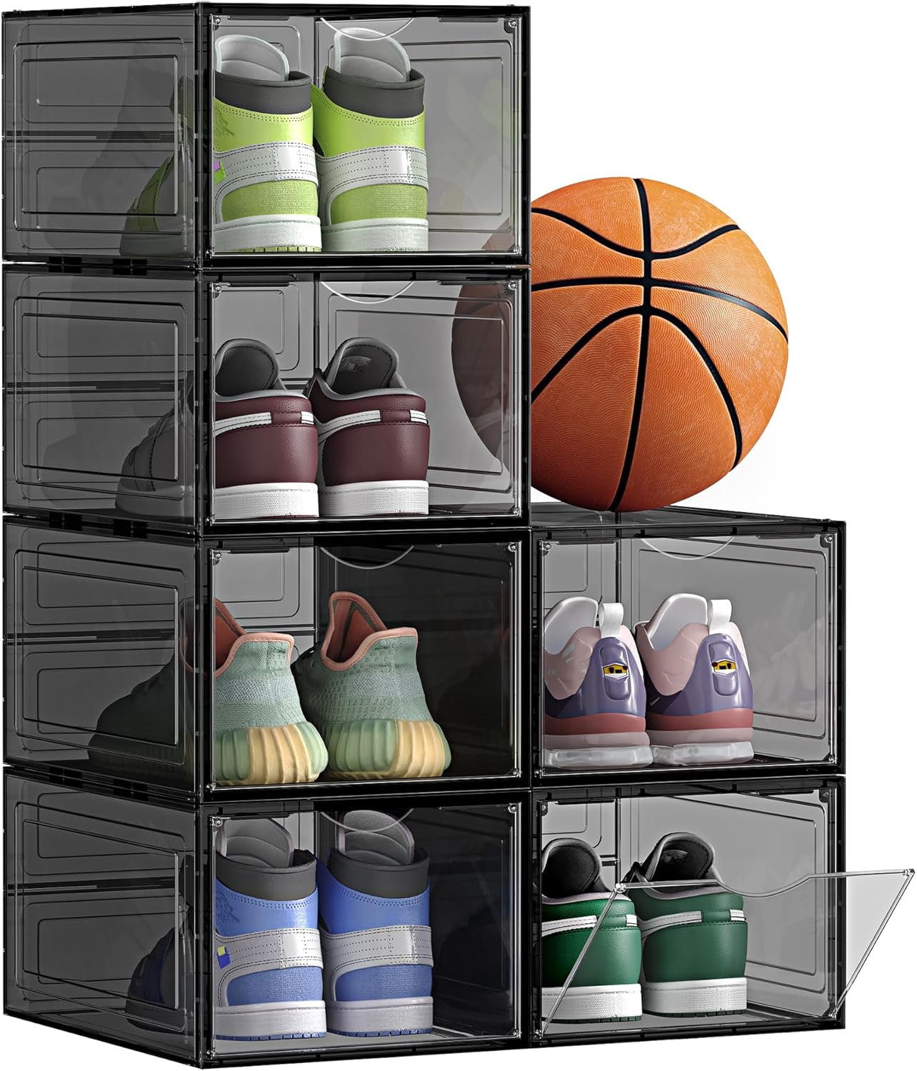 SONGMICS Shoe Boxes, Set of 6, Clear Plastic