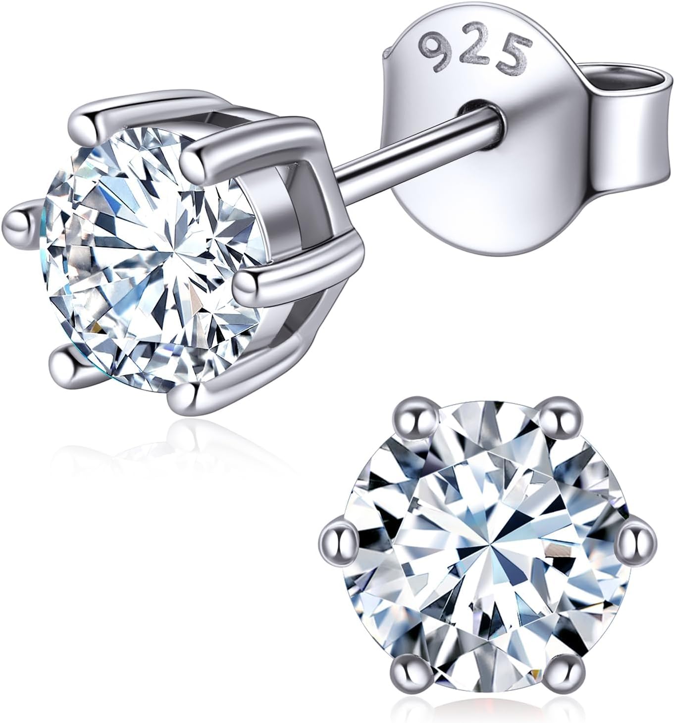 ChicSilver 925 Sterling Silver Sparkling Heart/Round/Princess Cut Birthstone