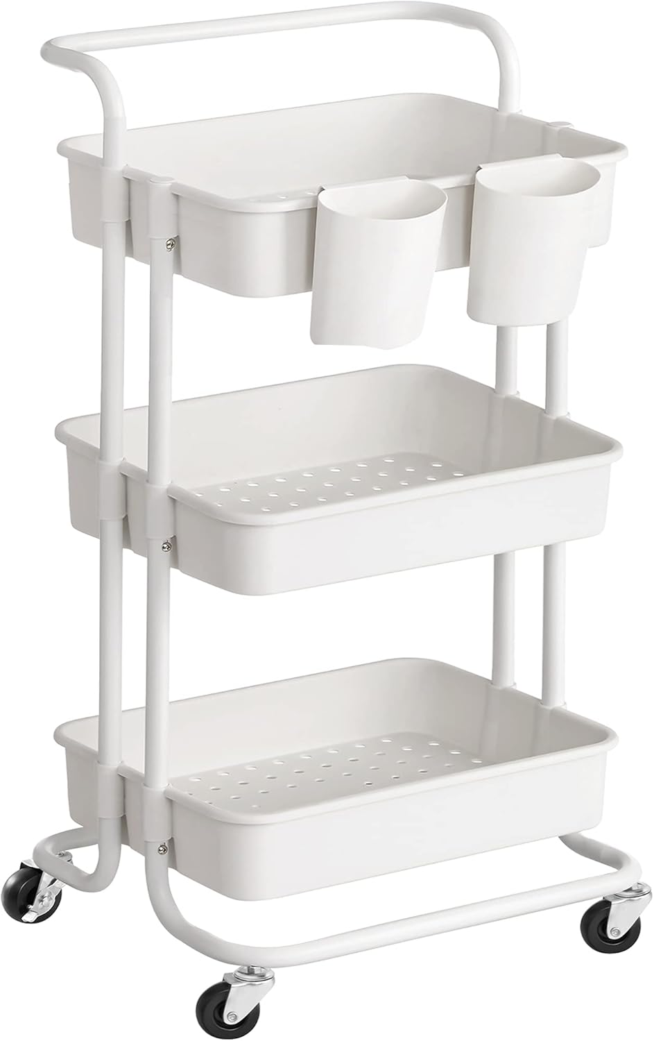 SONGMICS Rolling Cart, 3-Tier Storage Cart, Storage Trolley