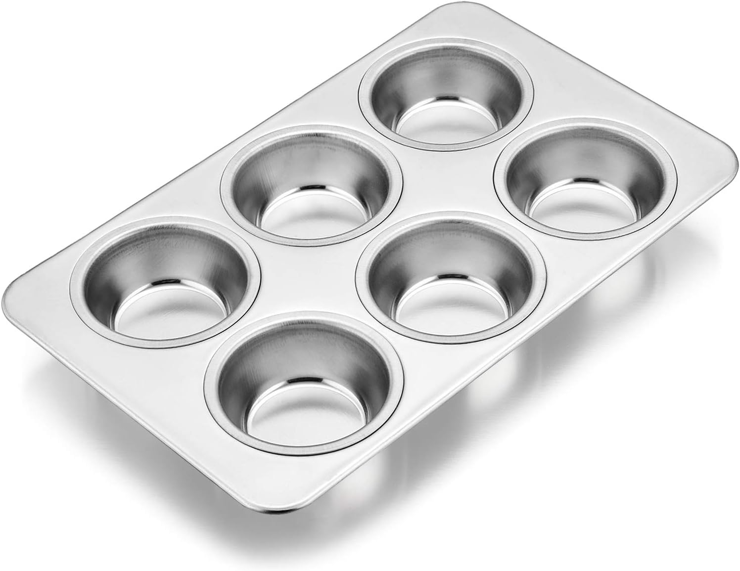 E-far Stainless Steel Muffin Pan, 6-Cup Cupcake Pan