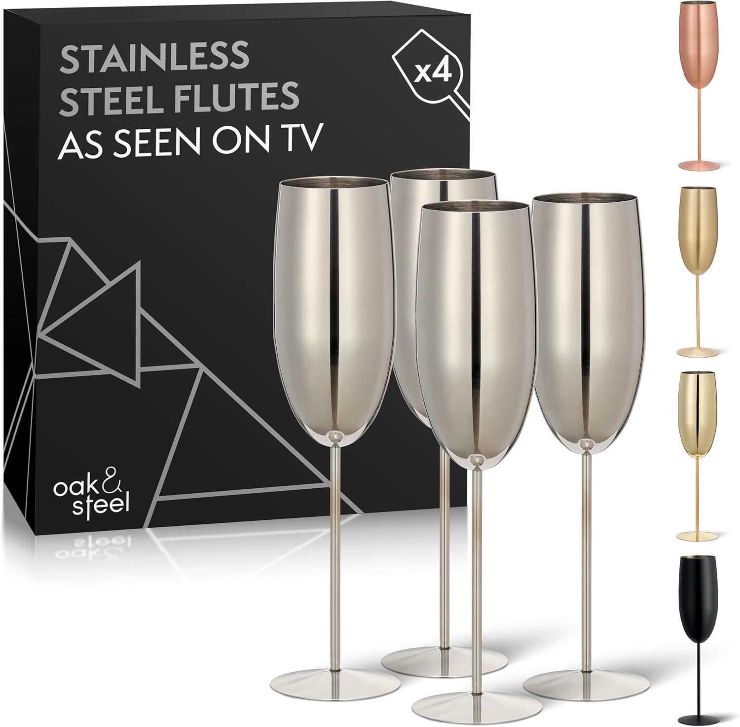 Oak & Steel 4 Silver Stainless Steel Champagne