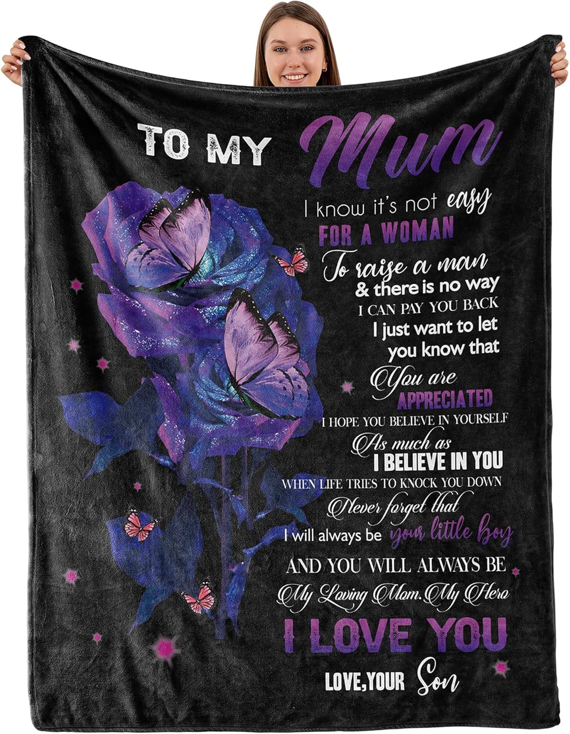 AMZLAL Personalized Flannel Throw Blanket Gift for Mom,