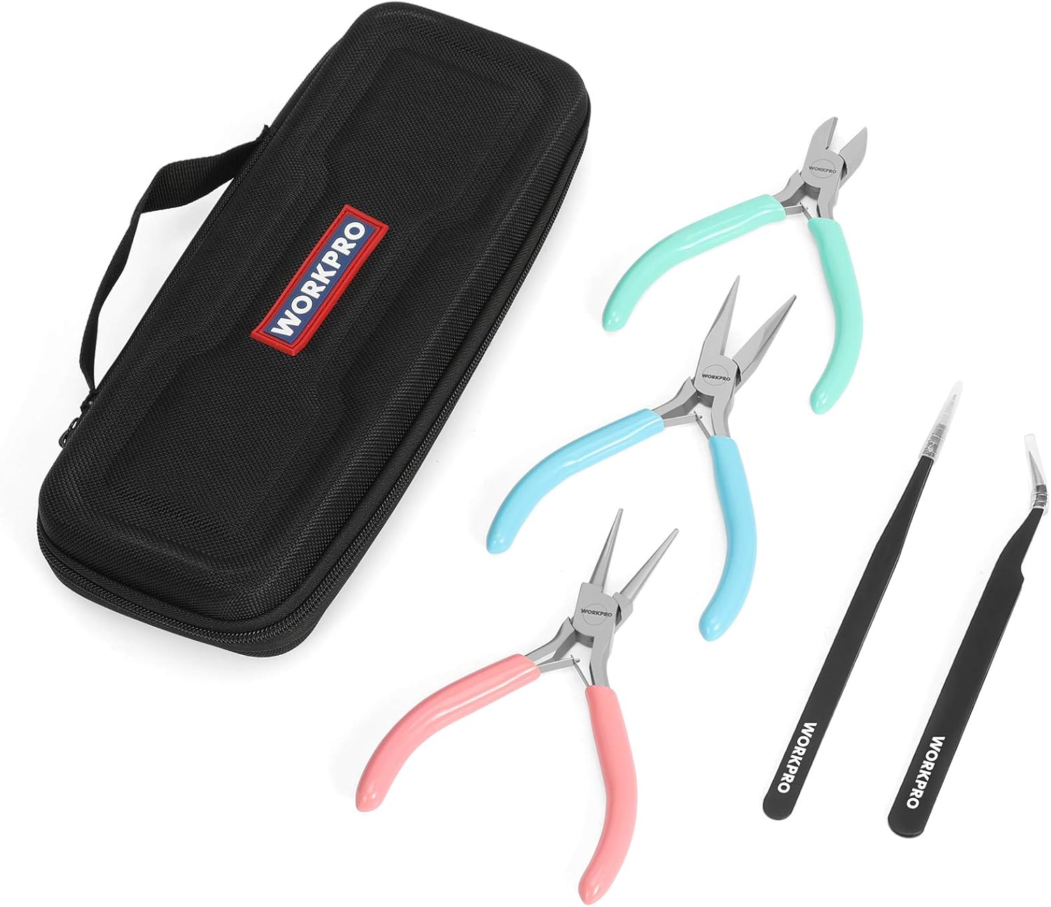 WORKPRO 5-Piece Jewelry Pliers Kit, Round Nose, Chain