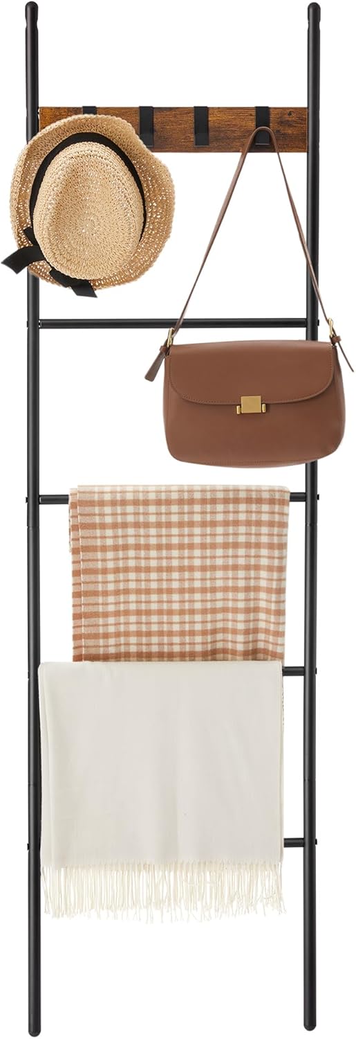 VASAGLE Blanket Ladder, 5-Tier Ladder Shelf, Decorative Ladder