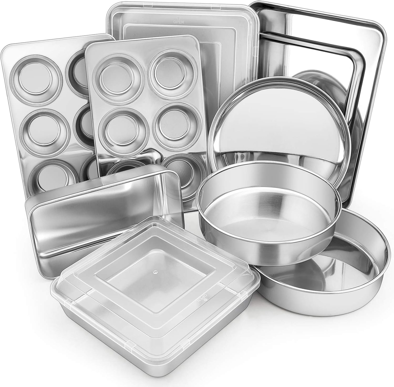 E-far 12-Piece Stainless Steel Bakeware Sets, Metal Baking