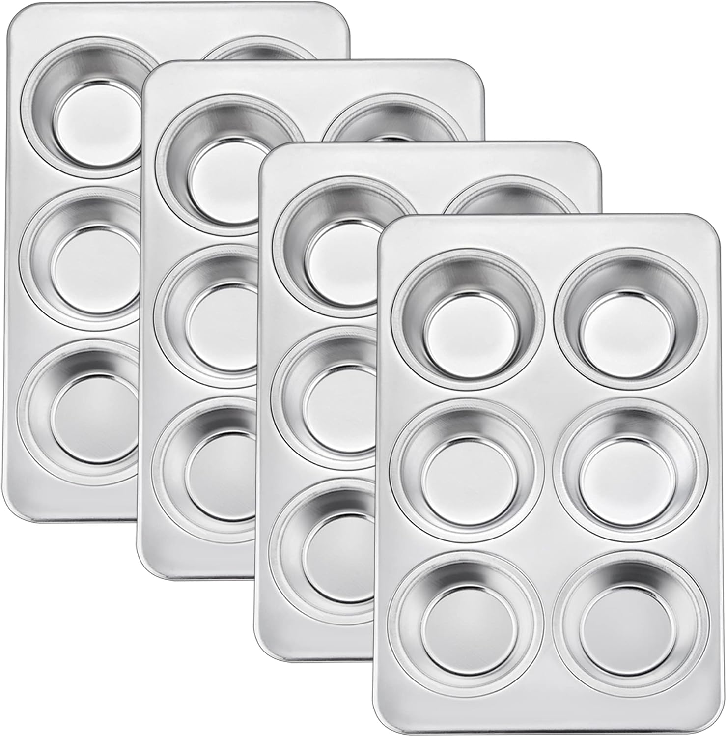 TeamFar Muffin Pan Set of 4, 6 Cup