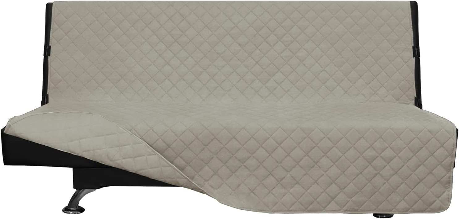 Easy-Going Futon Sofa Slipcover, Reversible Armless Couch Cover,