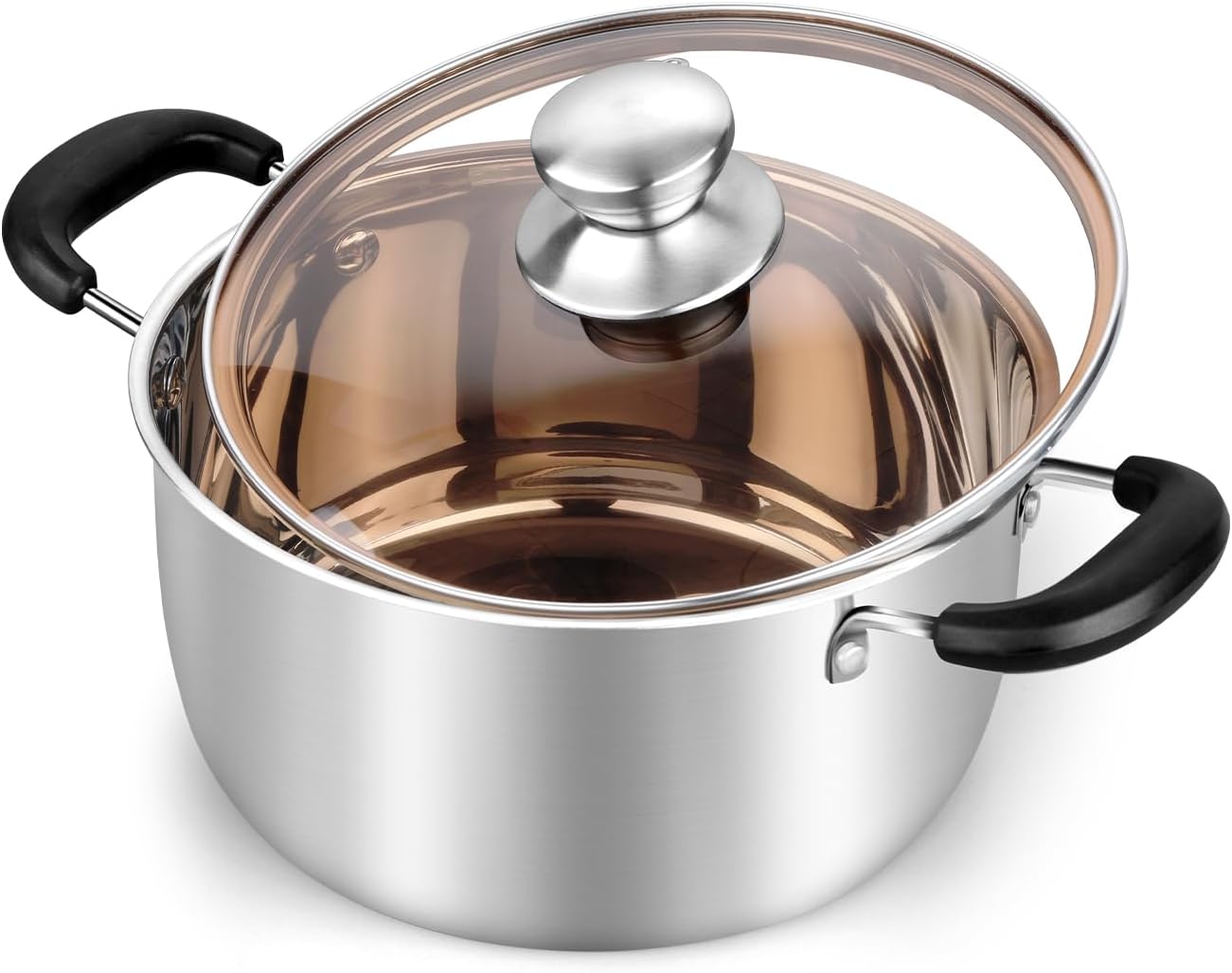 TeamFar 3 Quart Stock Pot, Stainless Steel Stock