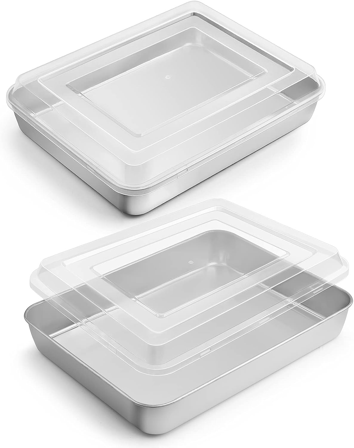 E-far Stainless Steel Rectangle Baking Pans with Lids,