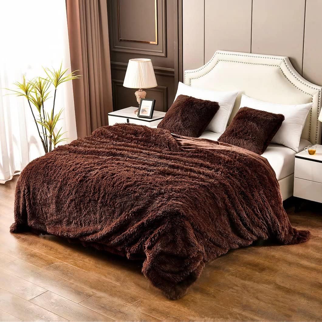 YUSOKI Faux Fur Winter Blanket, 2-Layer Plush King-Size
