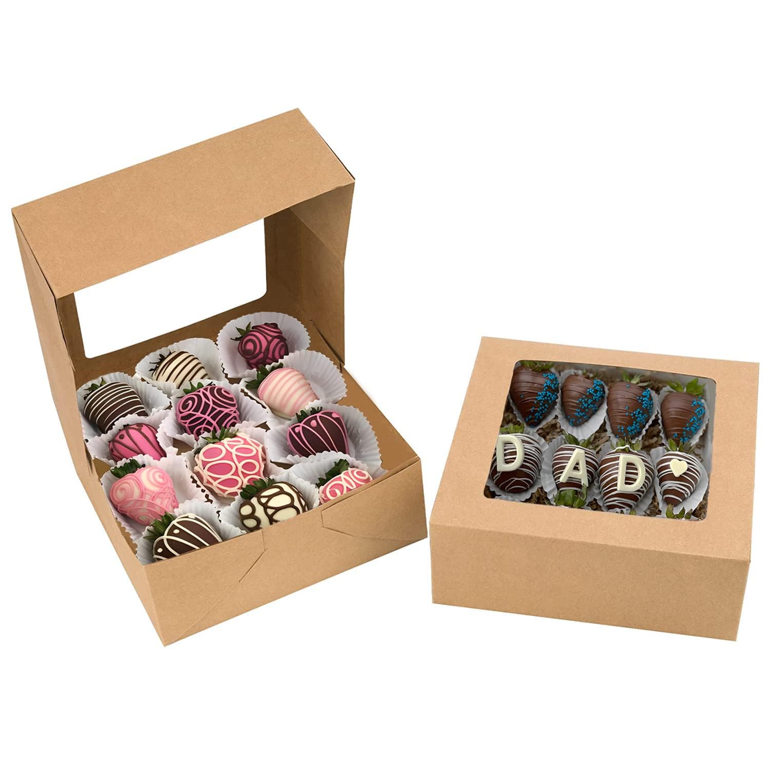 8x8x3 inch Kraft Cookie Boxes, Candy Boxes with
