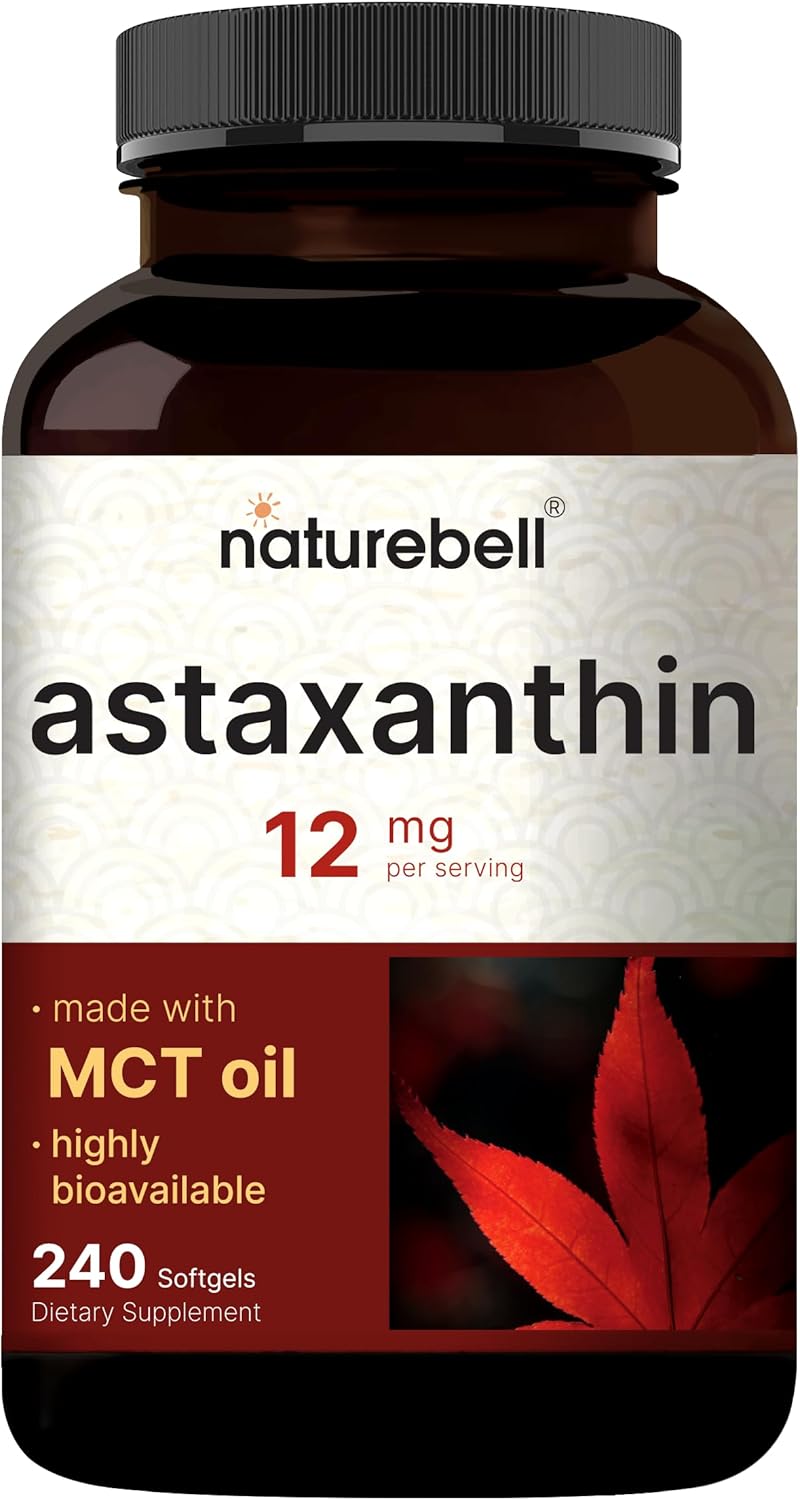 NatureBell Maximum Strength Astaxanthin 12mg, 240 Softgels (4-Month