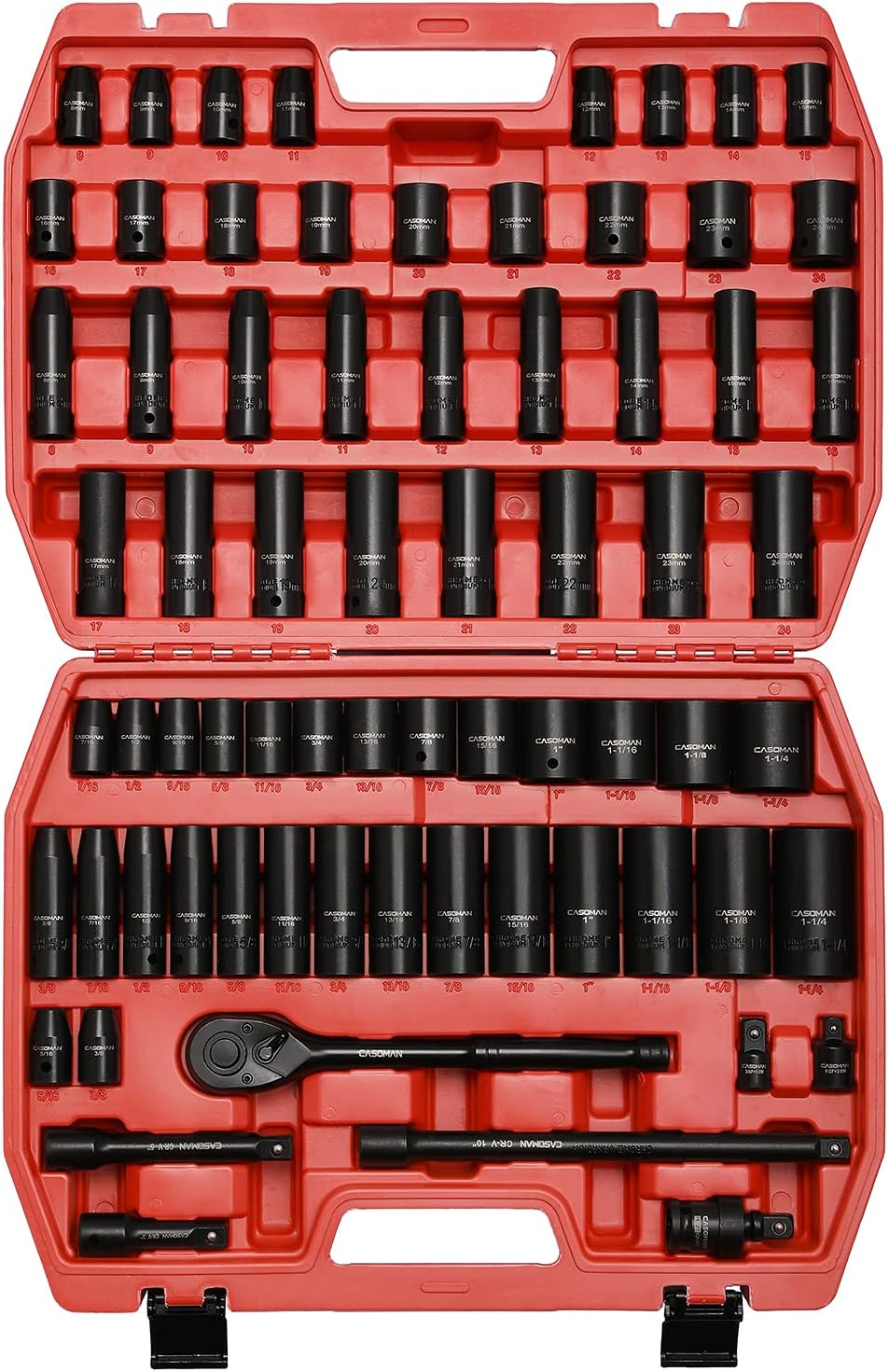 CASOMAN 1/2-inch 70 Pieces Impact Socket Master Set,