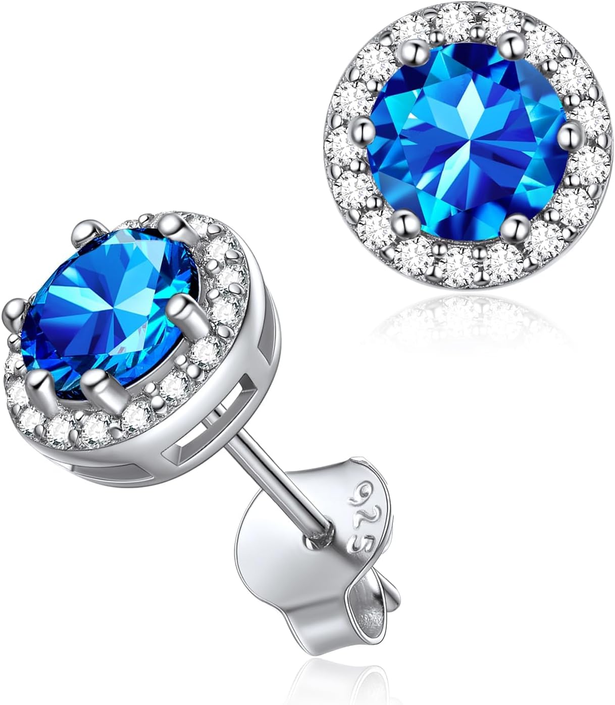 ChicSilver 925 Sterling Silver Heart/Round/Pear/Emerald Cut Birthstone Stud