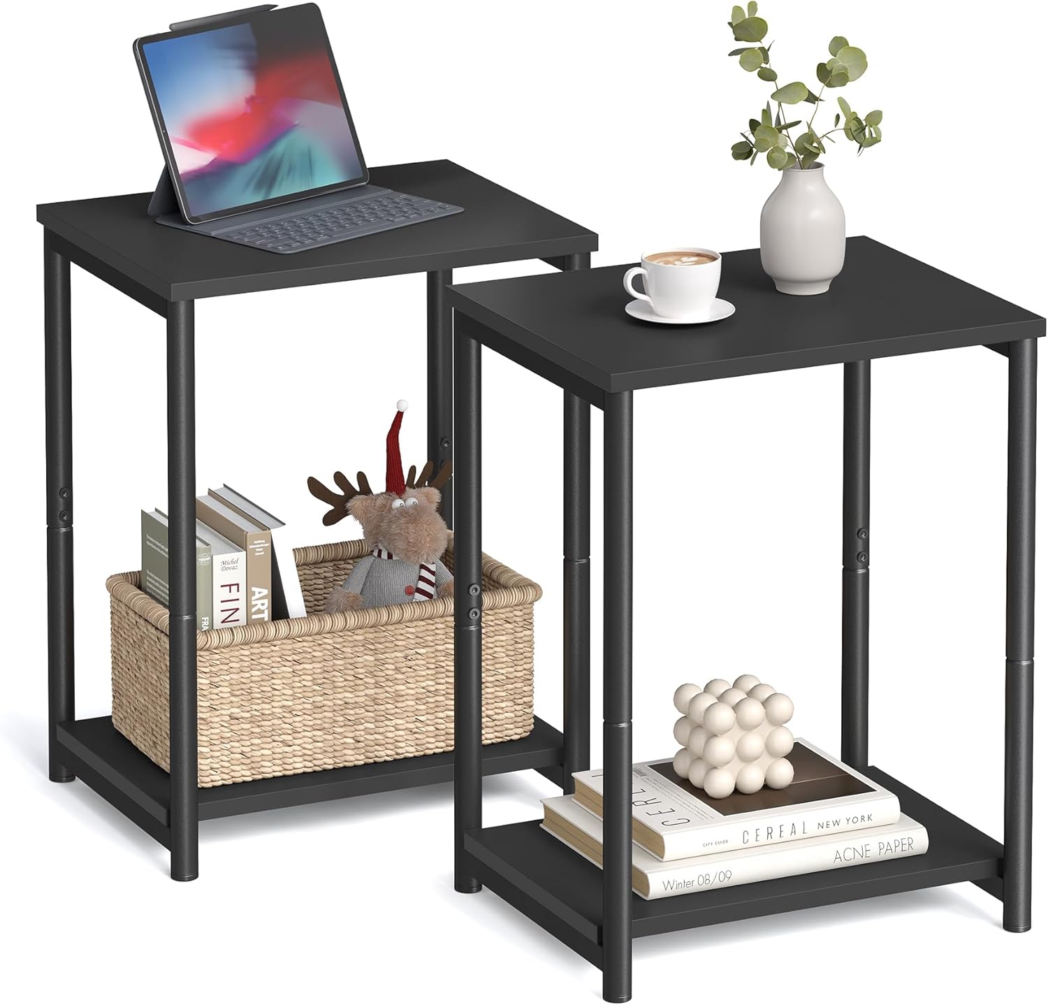 VASAGLE Side Tables Set of 2, Small Steel-Frame