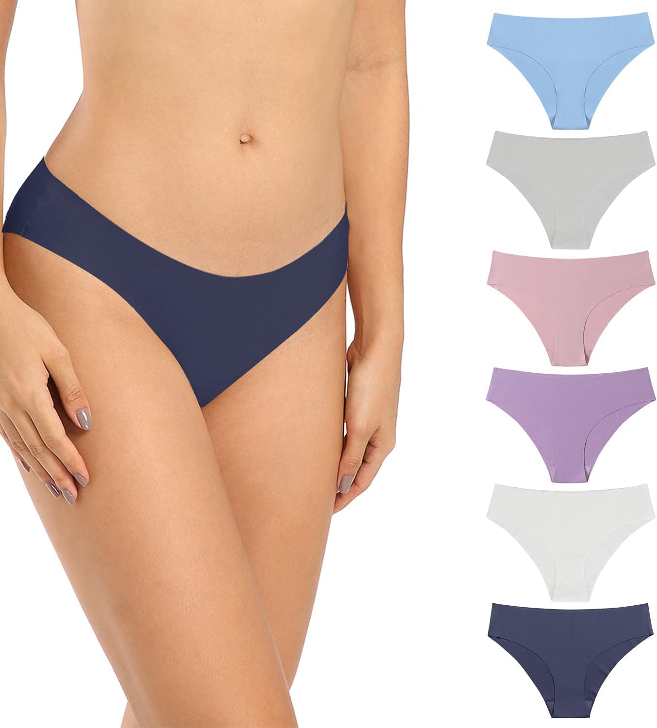 SHARICCA Women's Seamless Cheeky Bikini Panties, No-Show Invisible