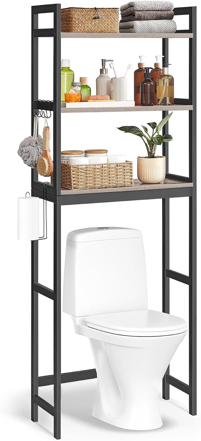 SONGMICS Over-The-Toilet Storage, 3-Tier Bathroom Organizer Over Toilet