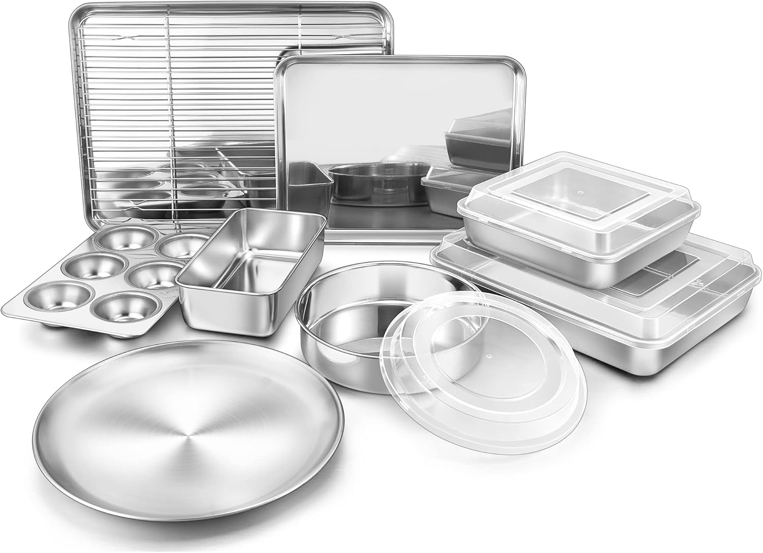 TeamFar Stainless Steel Bakeware Sets, Baking Sheet with