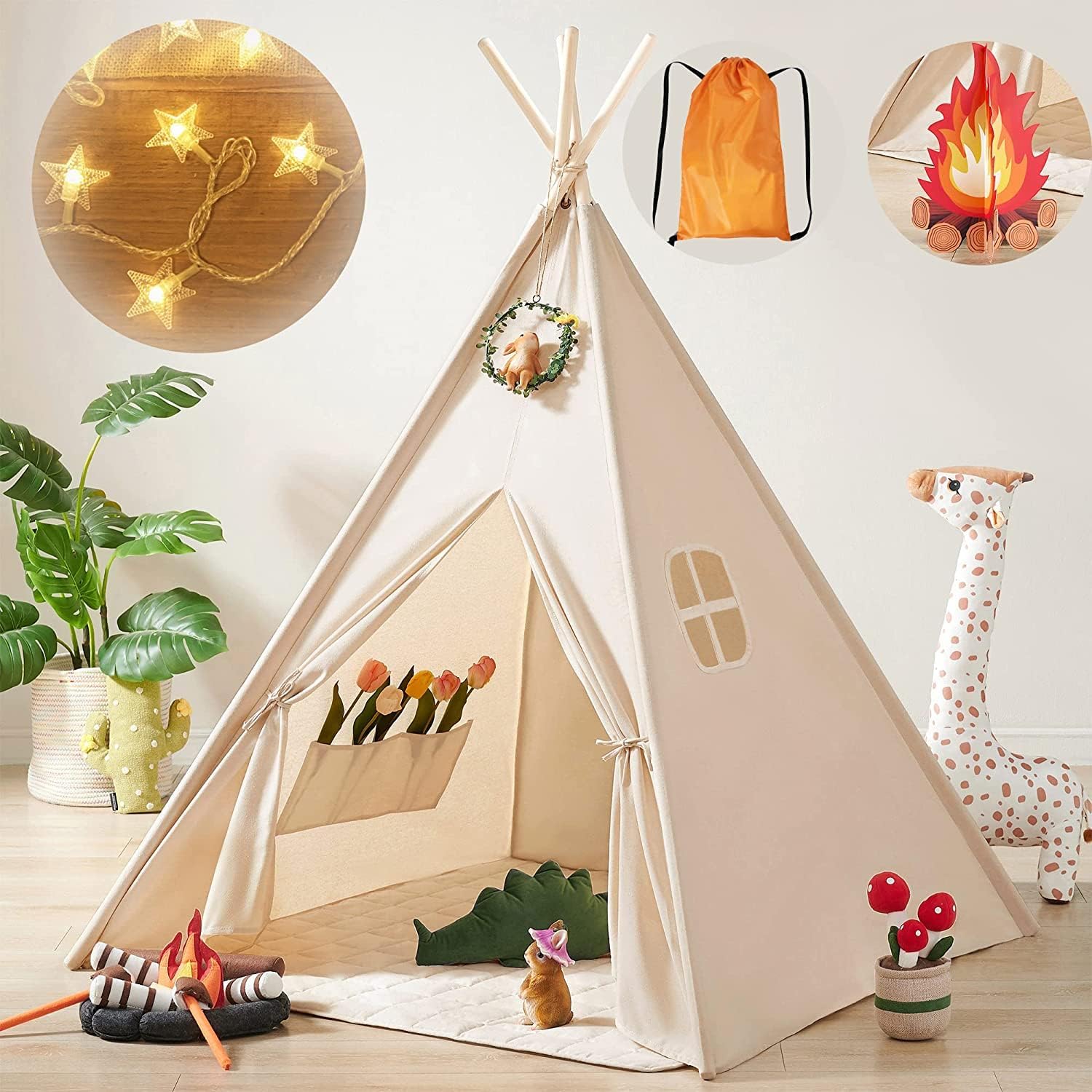Tiny Land Teepee Tent for Kids with Star