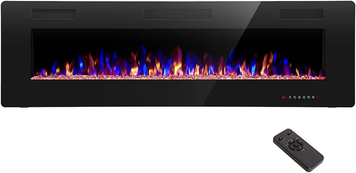 R.W.FLAME 68" Recessed & Wall-Mounted Electric Fireplace, Ultra-Thin,