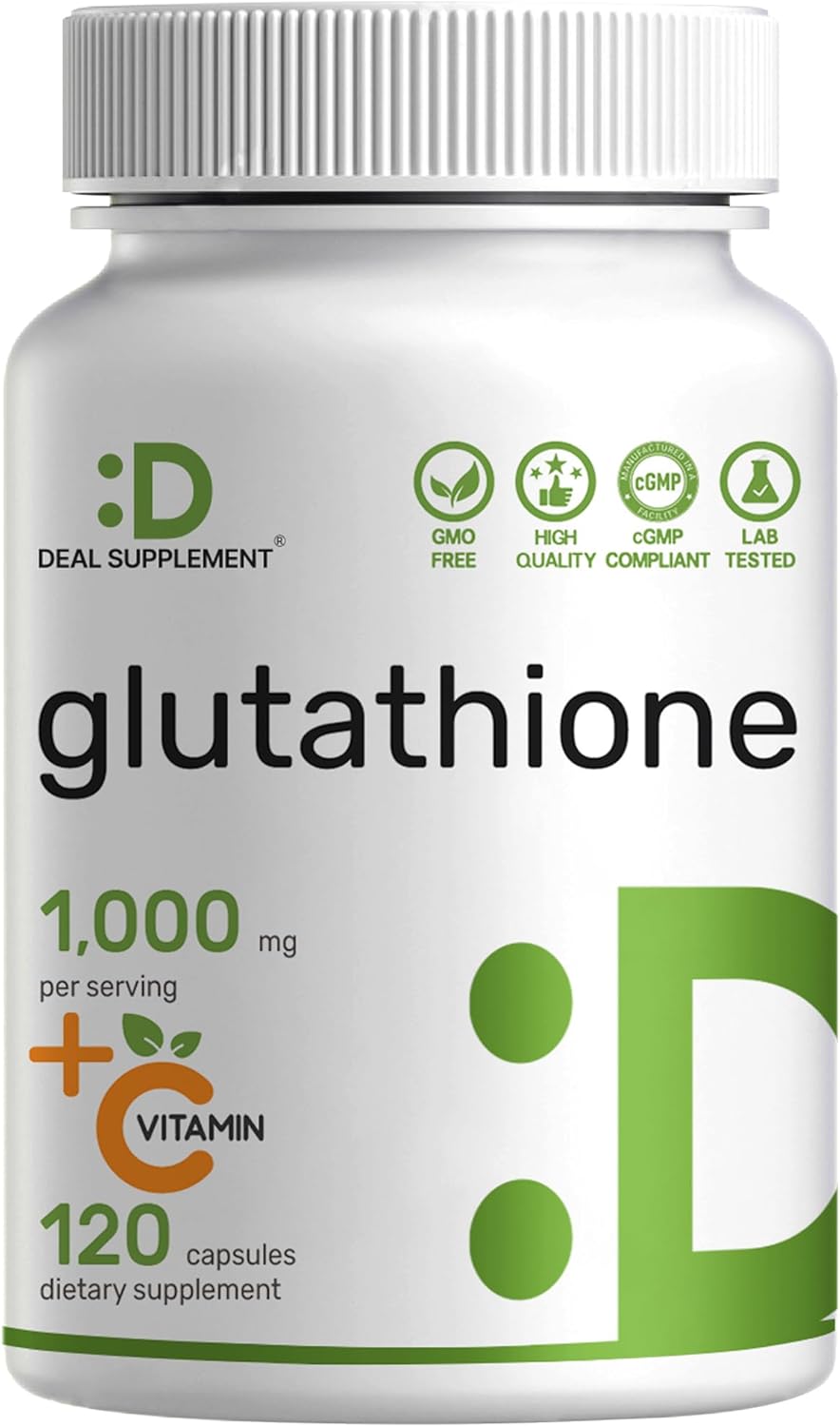 Glutathione Supplement 1,000mg Per Serving, 98% Purity, Plus