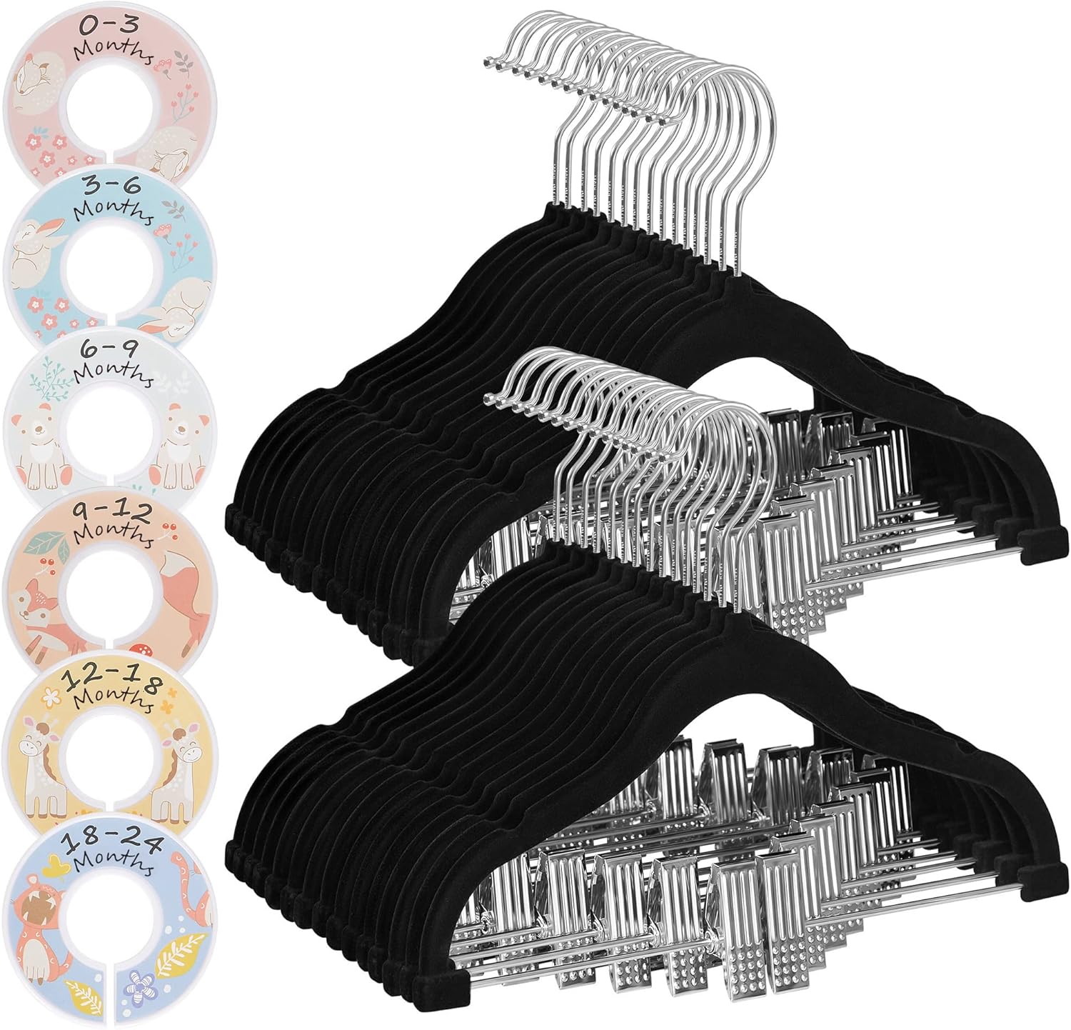 SONGMICS 30 Pack Baby Pants Hangers with Clips,