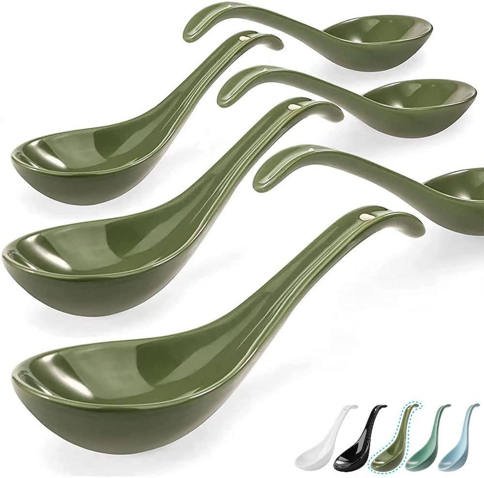 6.75 inch Solid Asian Soup Spoon Set of