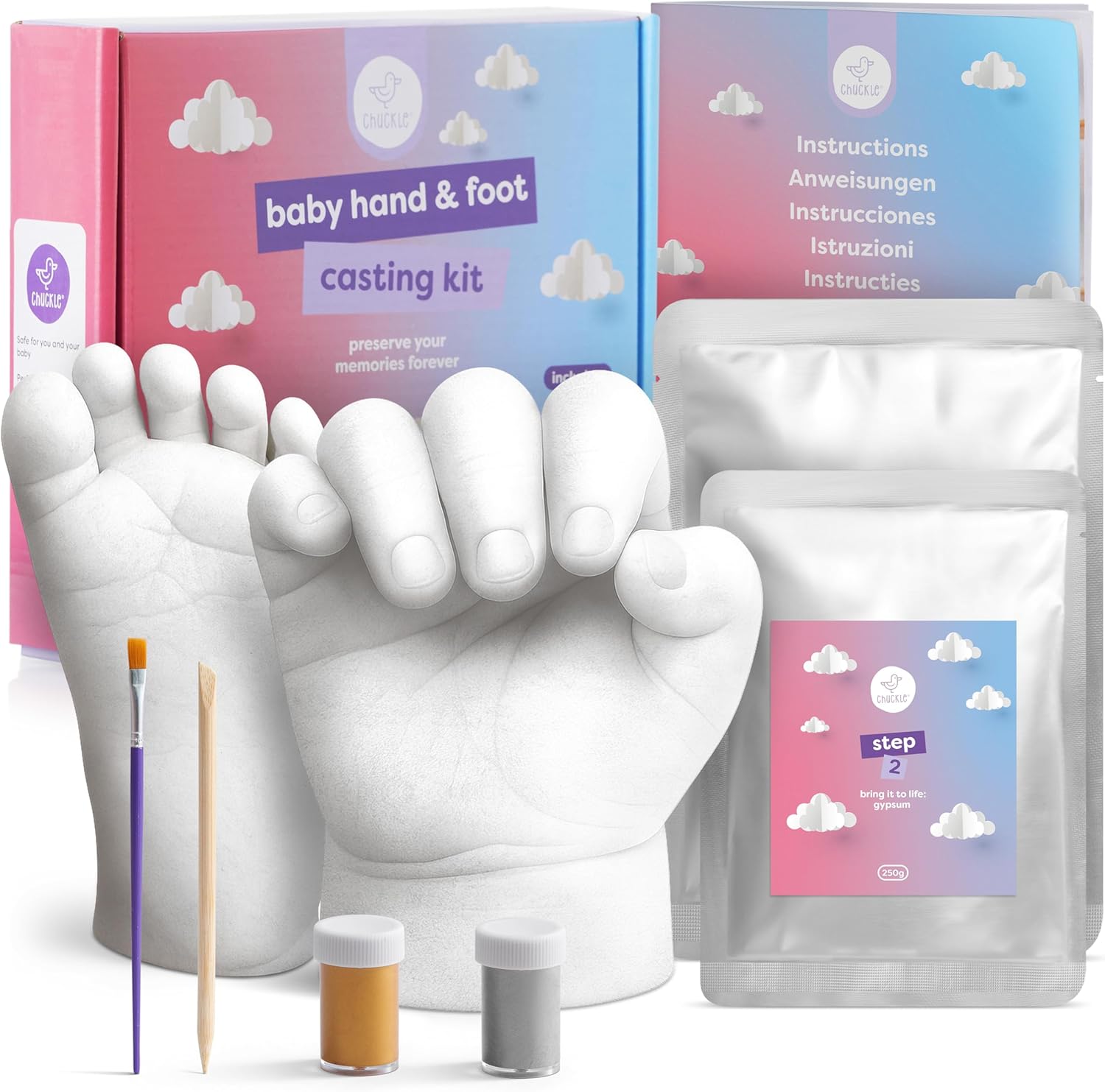 chuckle Baby Handprint Footprint Casting Kit, 3D Molding