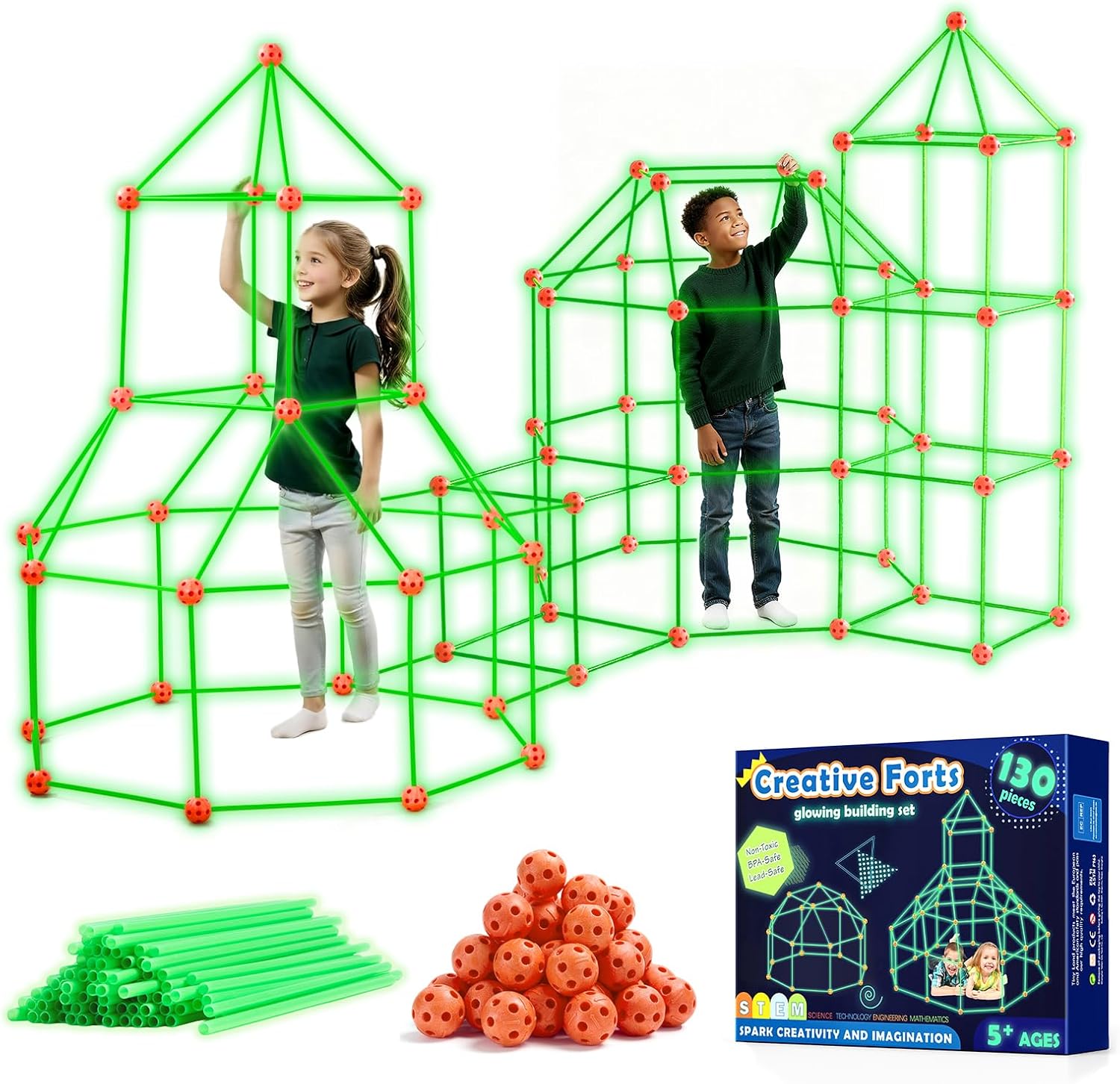 Tiny Land Glow Fort Building Kit for Kids,