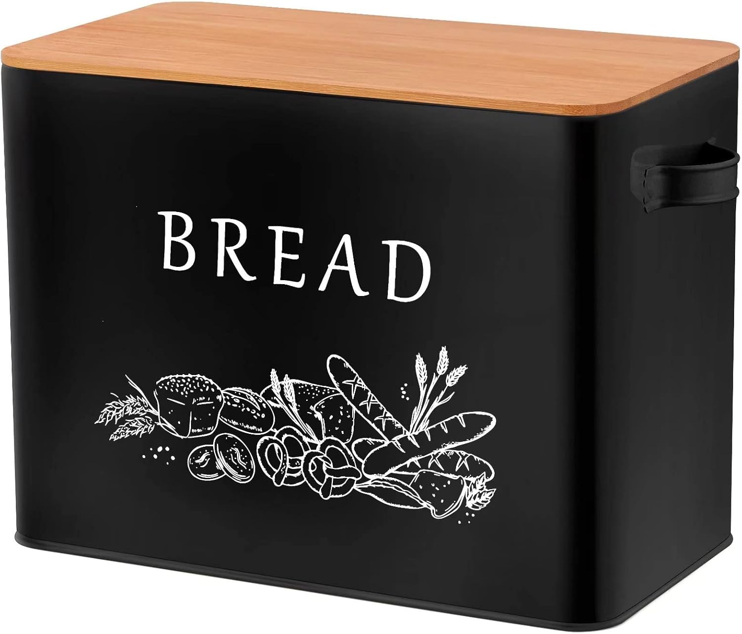 TeamFar Bread Box with Wooden Lid, 13.1” x