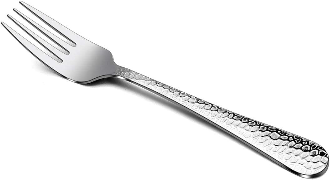Hammered Salad Forks Set of 6, E-far Stainless