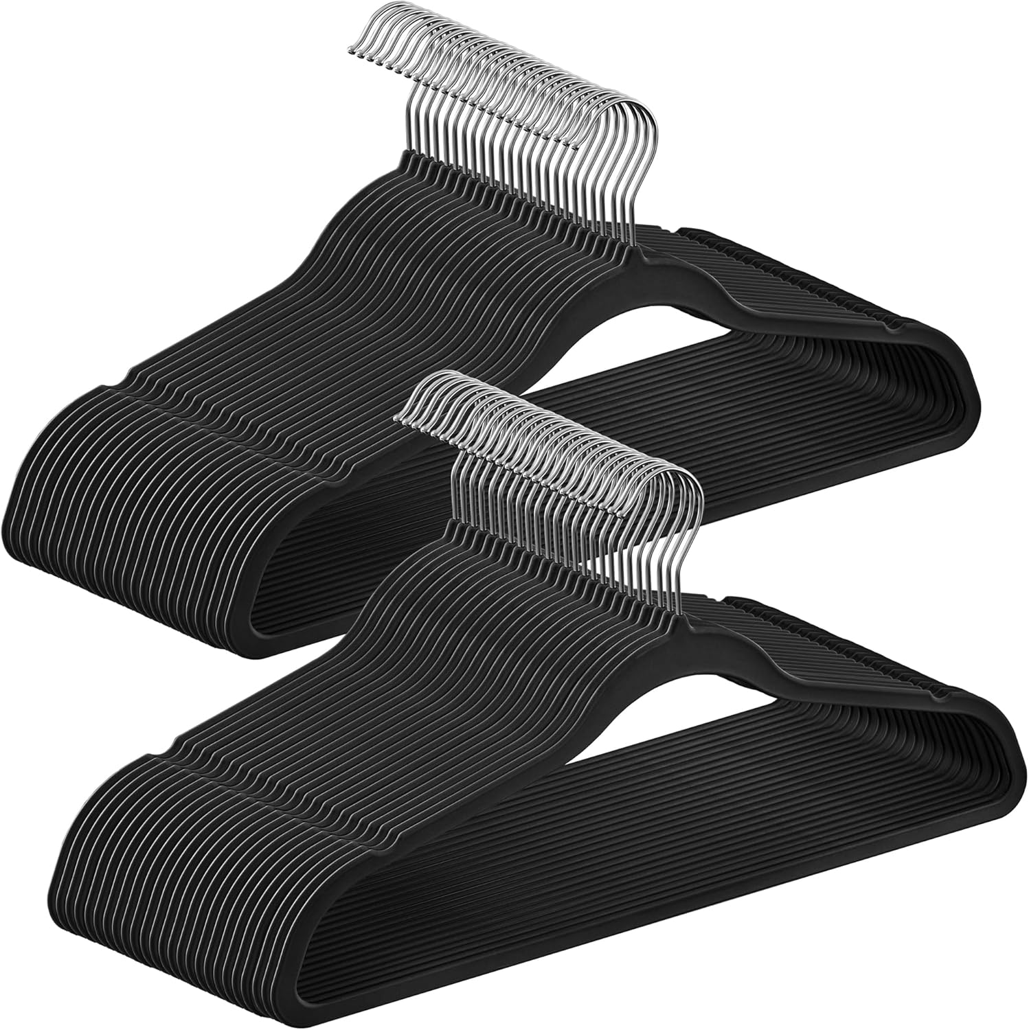 SONGMICS Rubber-Coated Plastic Hangers 50-Pack, Space-Saving Slim Non-Slip