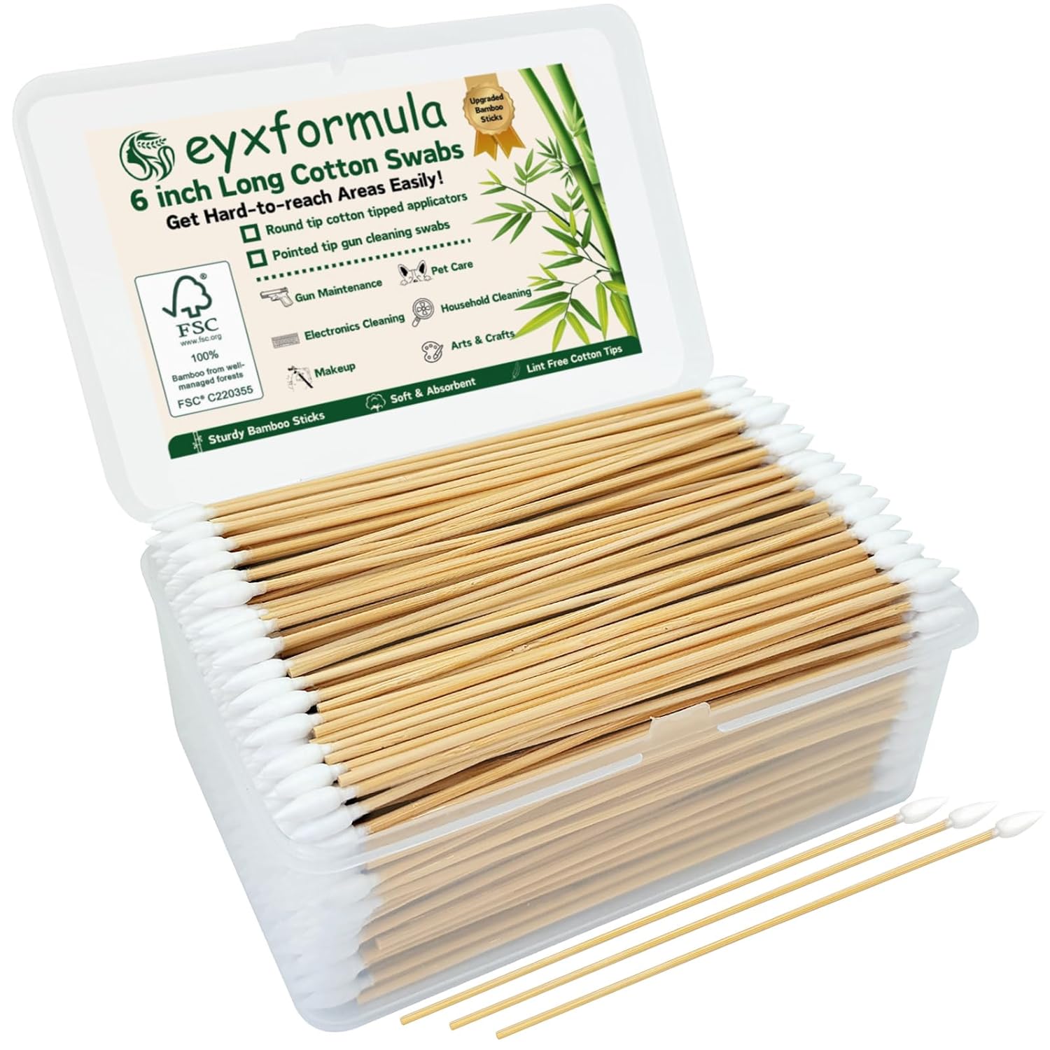Eyxformula 500 PCS 6 Inch Long Pointed Cotton