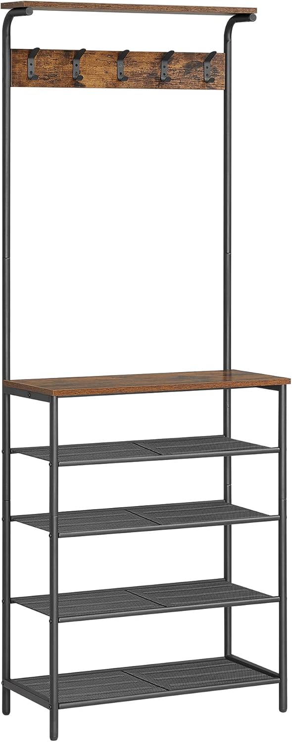 VASAGLE Hall Tree with Shoe Bench, Coat Rack