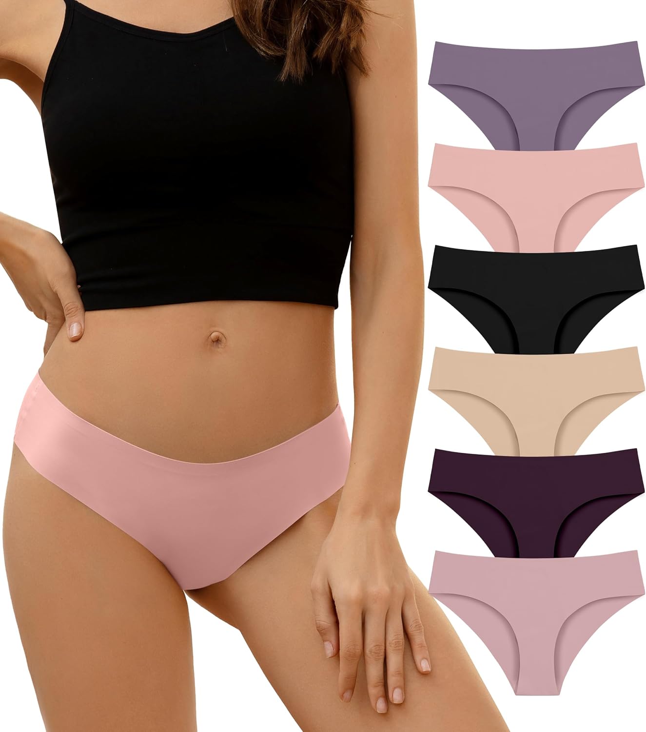 DEANGELMON Seamless Bikini Panties for Women, No-Show Invisible