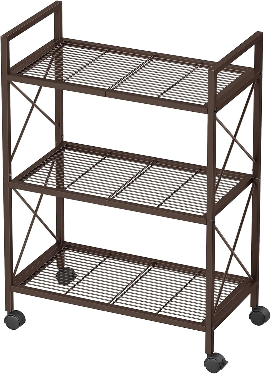 SONGMICS 3-Tier Metal Storage Rack with Wheels, Mesh
