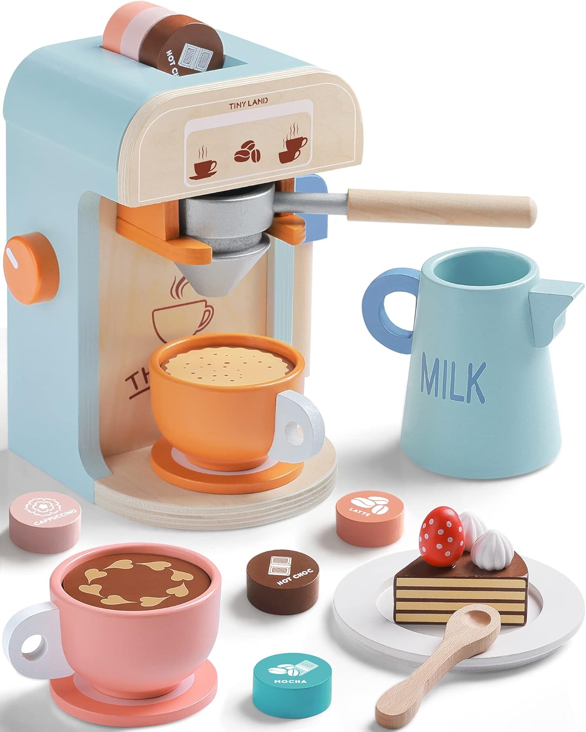 Tiny Land Kids Coffee Maker Wooden Kitchen Toys
