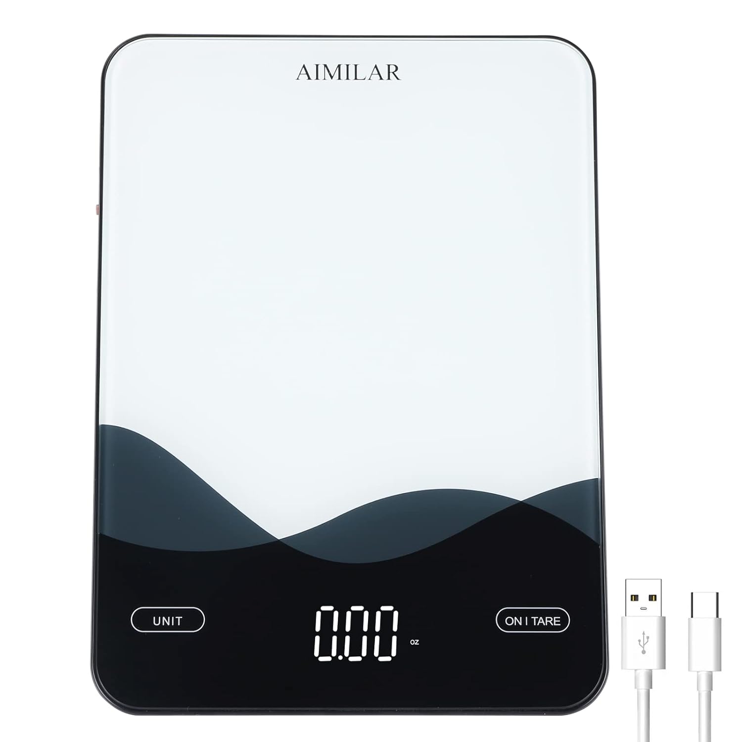 AIMILAR Digital Kitchen Scale 22lb/10kg USB-C Rechargeable, Tempered