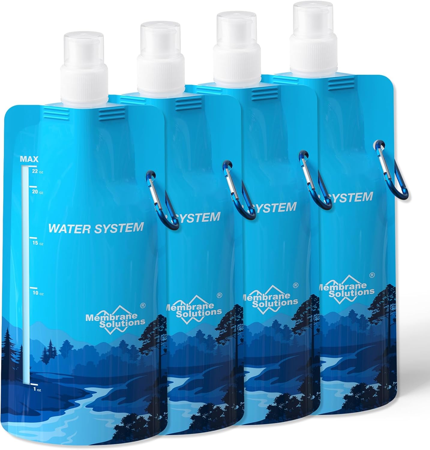 Membrane Solutions Collapsible Water Bottle 23oz, 4 Pack