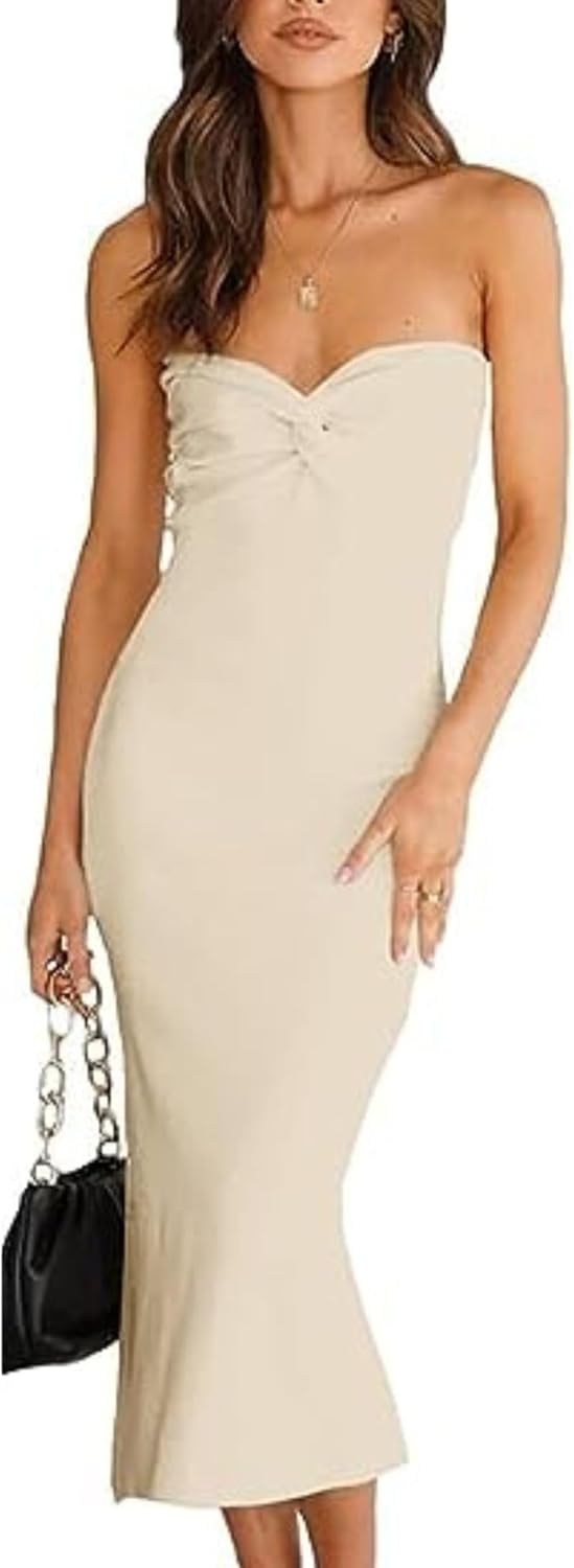 WFHFNJW Women's Sexy Twist Knot Front Ribbed Knit