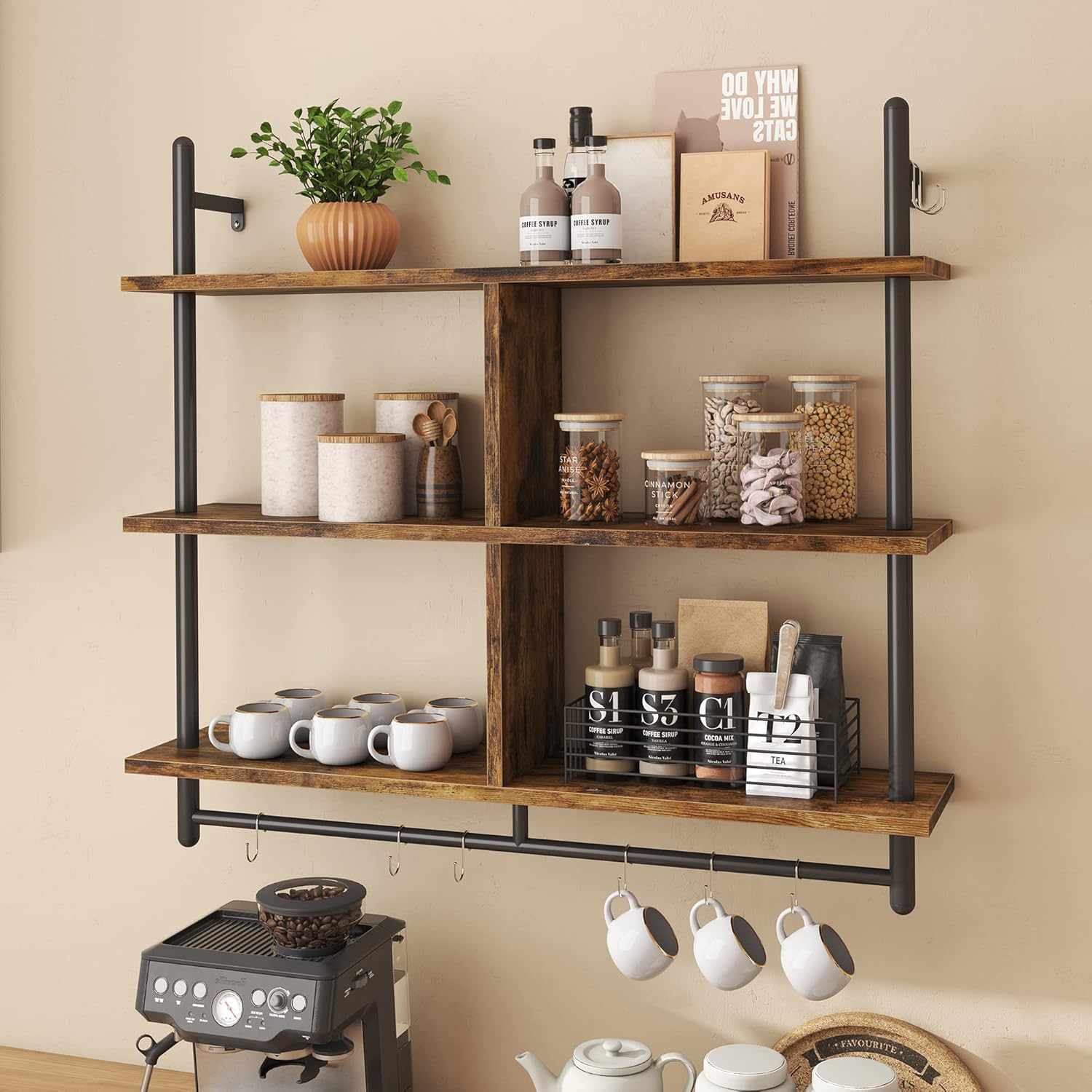 Bestier 41.5-Inch Floating Shelves for Wall, 3 Tier