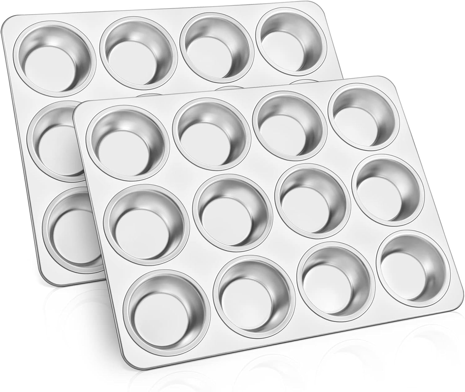 TeamFar 12-Cup Muffin Pan, Stainless Steel Cupcake Pans