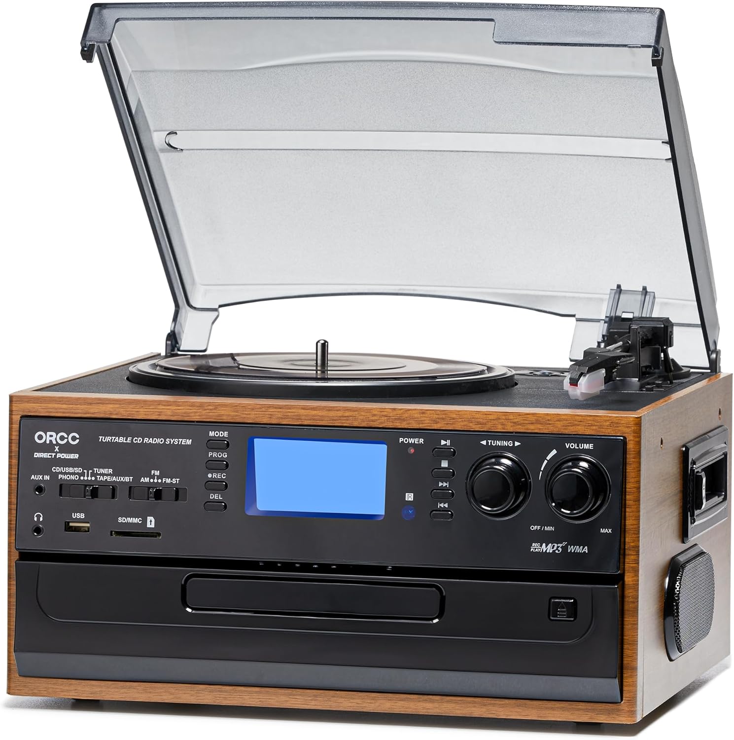 10-in-1 Vinyl Turntable Record Player with Bluetooth, Built-in